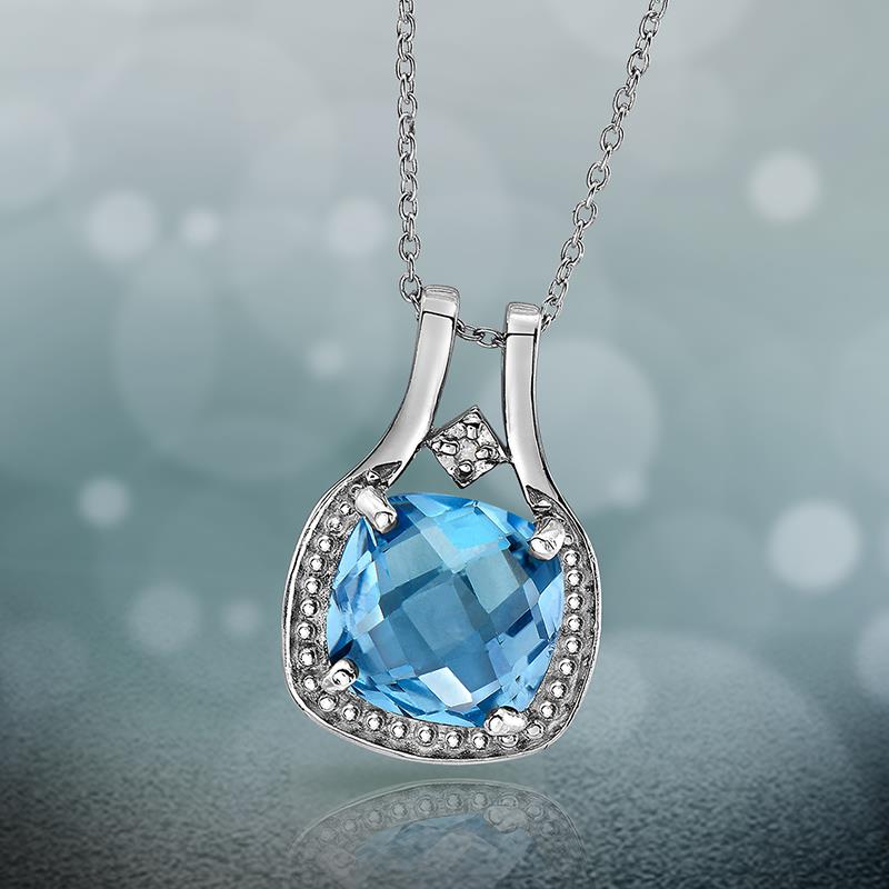 Blue Topaz Cushion-Cut Necklace